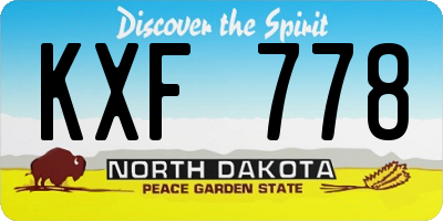 ND license plate KXF778