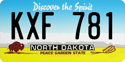 ND license plate KXF781