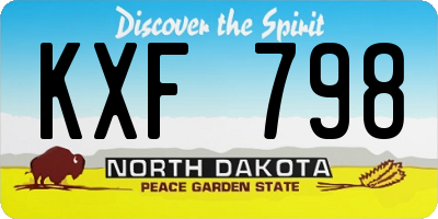 ND license plate KXF798