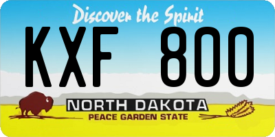 ND license plate KXF800