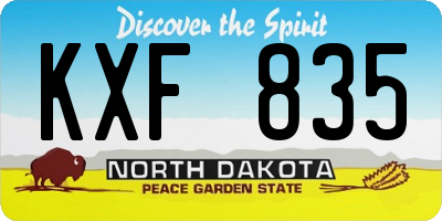 ND license plate KXF835