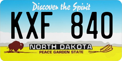 ND license plate KXF840