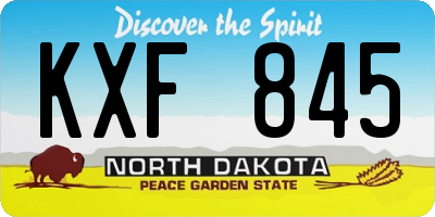 ND license plate KXF845