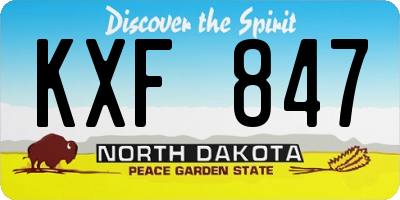 ND license plate KXF847