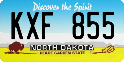 ND license plate KXF855