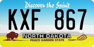 ND license plate KXF867