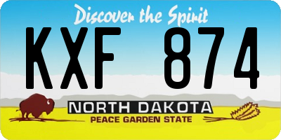 ND license plate KXF874