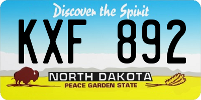 ND license plate KXF892