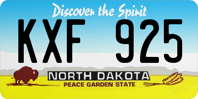ND license plate KXF925