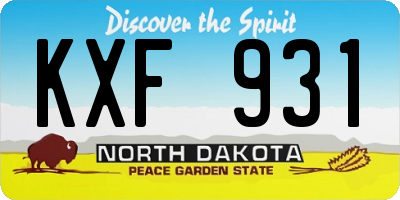 ND license plate KXF931