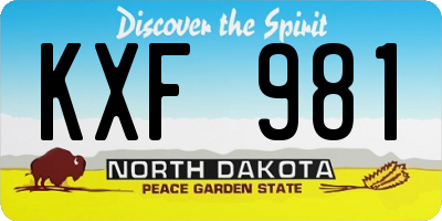 ND license plate KXF981