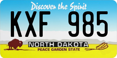 ND license plate KXF985