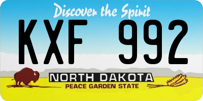 ND license plate KXF992