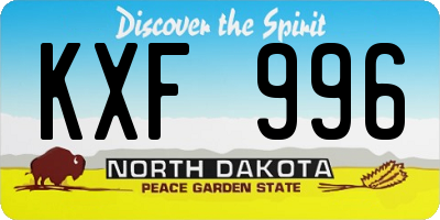 ND license plate KXF996