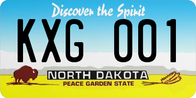 ND license plate KXG001