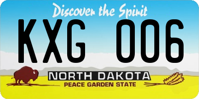 ND license plate KXG006