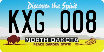 ND license plate KXG008