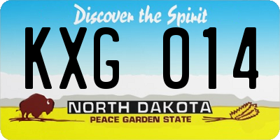 ND license plate KXG014