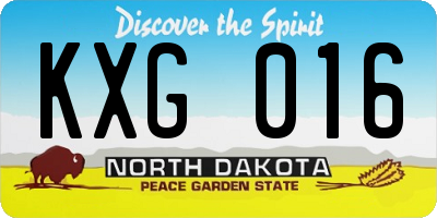 ND license plate KXG016
