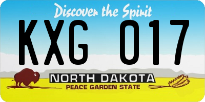 ND license plate KXG017
