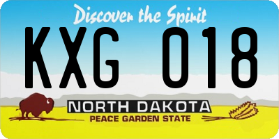 ND license plate KXG018