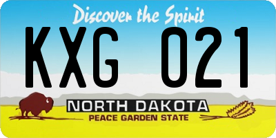 ND license plate KXG021