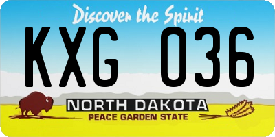 ND license plate KXG036