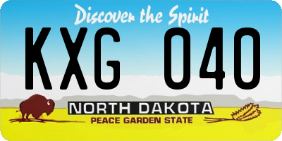 ND license plate KXG040