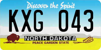 ND license plate KXG043