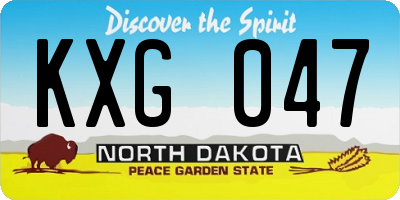 ND license plate KXG047