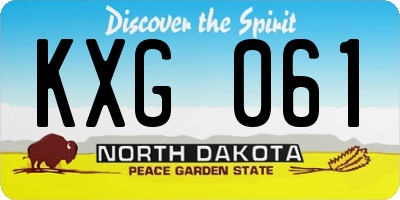 ND license plate KXG061