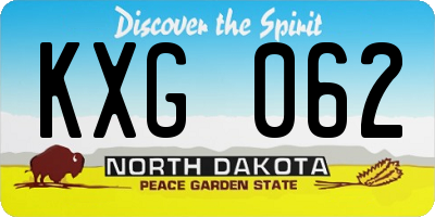 ND license plate KXG062