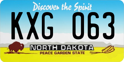 ND license plate KXG063