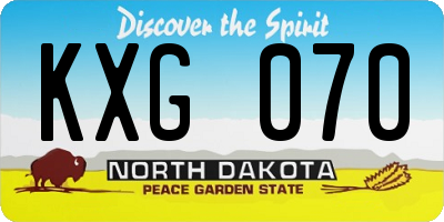 ND license plate KXG070