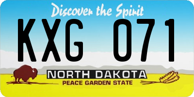 ND license plate KXG071