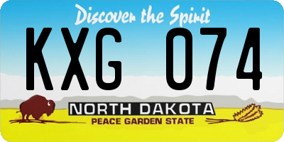 ND license plate KXG074