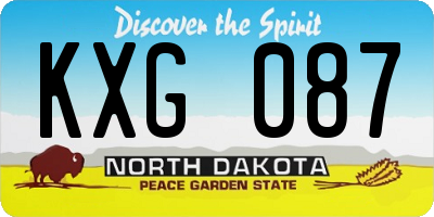ND license plate KXG087