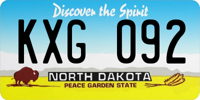 ND license plate KXG092