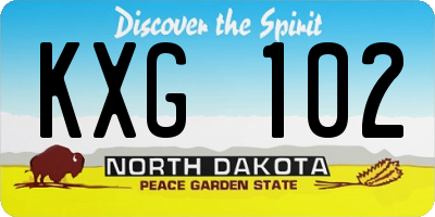 ND license plate KXG102