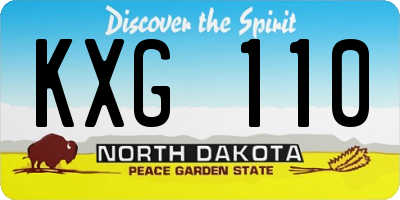 ND license plate KXG110
