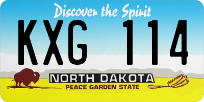 ND license plate KXG114