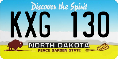 ND license plate KXG130