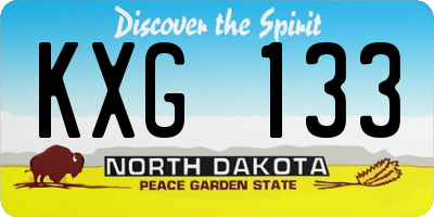 ND license plate KXG133