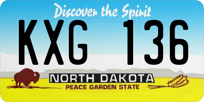 ND license plate KXG136