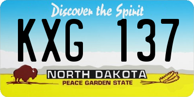 ND license plate KXG137
