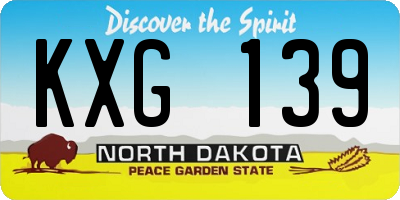 ND license plate KXG139