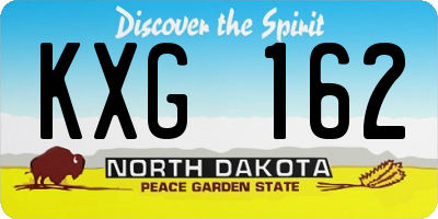 ND license plate KXG162