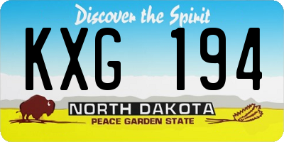 ND license plate KXG194