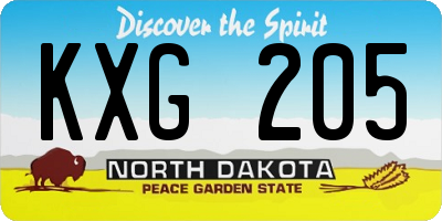ND license plate KXG205