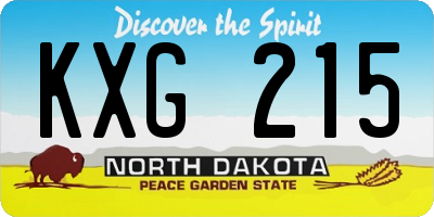 ND license plate KXG215